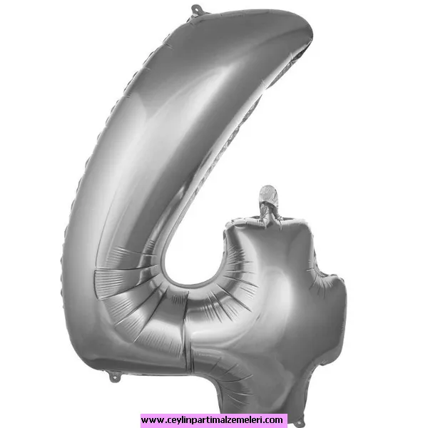 4 Rakam Gümüş Folyo Balon